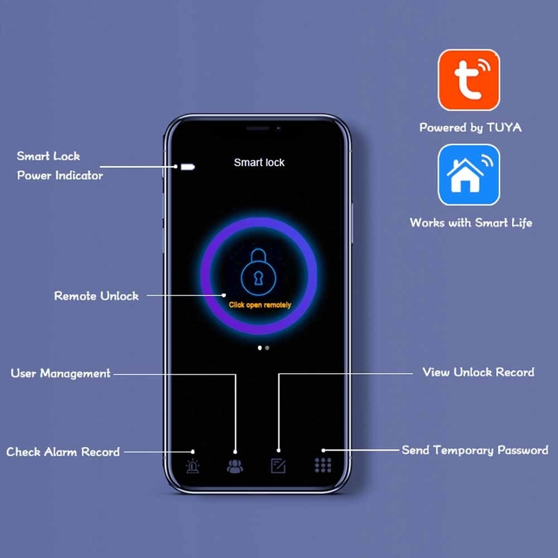 집의 현명한 지적 잠금장치 투야 와이파이 App 보안 디지털 지문 도어 록