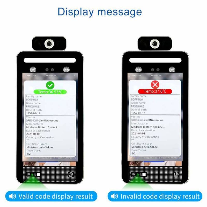 얼굴 인식을 가진 C19 Eu 디지털 방식으로 Qr 독자 체온 간이 건축물
