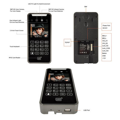 2.8" 얼굴 인식 접근 제어 시스템 실시간 모니터링